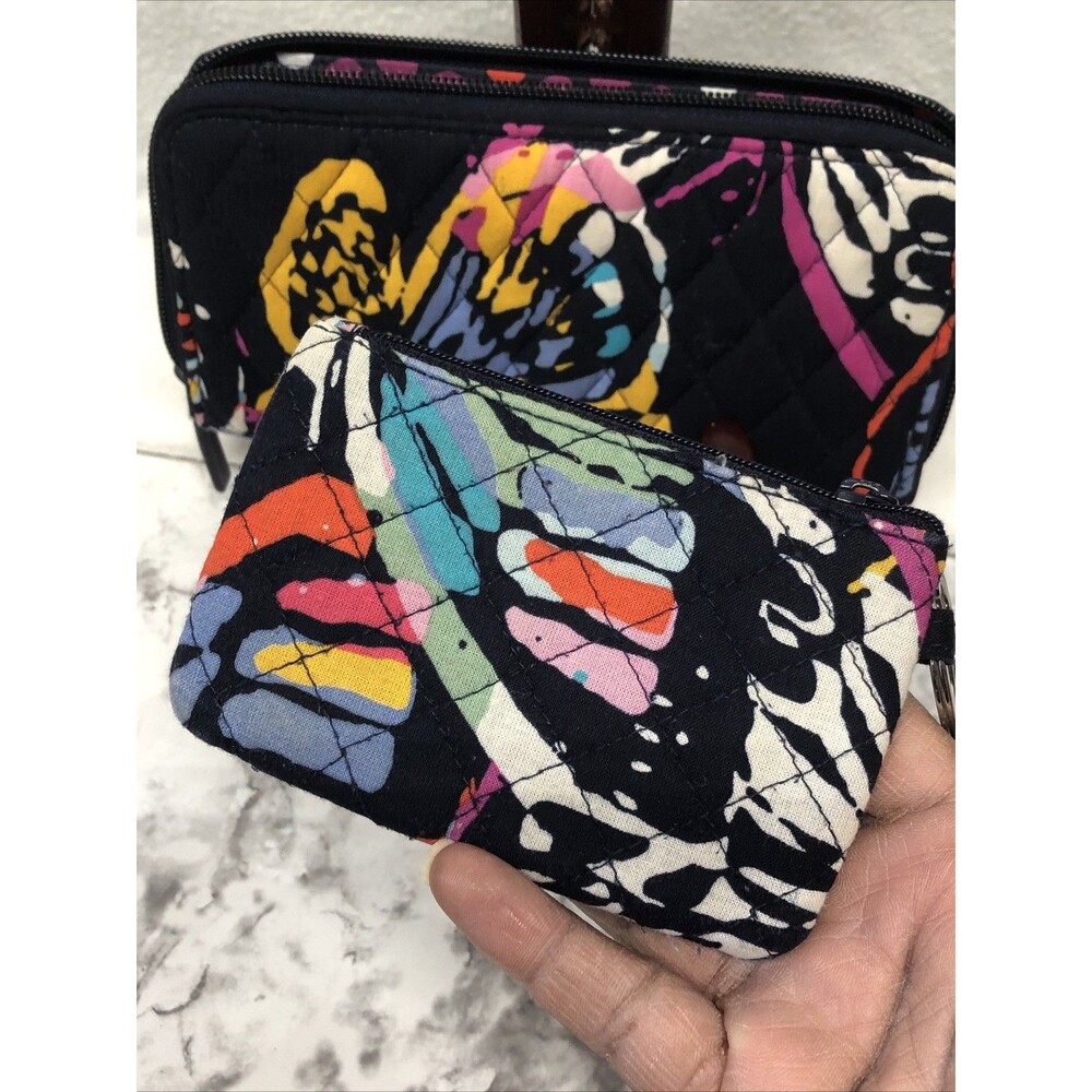 Vera Bradley Wallet & Zip ID Case Set Butterfly Print Quilted Multicolor - Picture 3 of 11